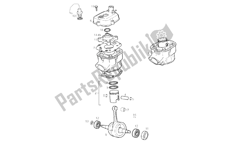 Toutes les pièces pour le Cylindre - Piston du Derbi Senda 50 R DRD X Treme 2T E2 2010