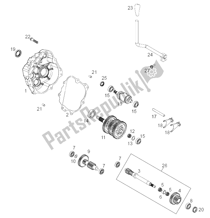 All parts for the Transmission (2) of the Derbi DFW 50 CC E2 2005