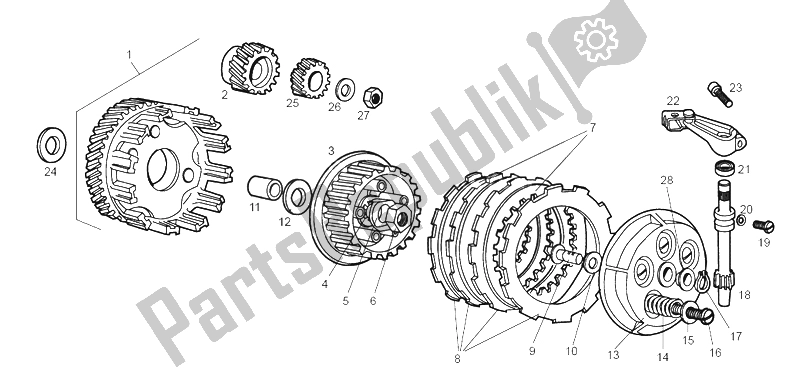 All parts for the Clutch of the Derbi Senda 50 R X Trem 2A Edicion 2003