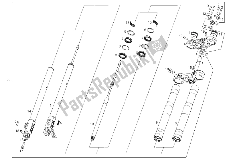 Toutes les pièces pour le Fourche Avant (2) du Derbi Mulhacen 125 E3 2007