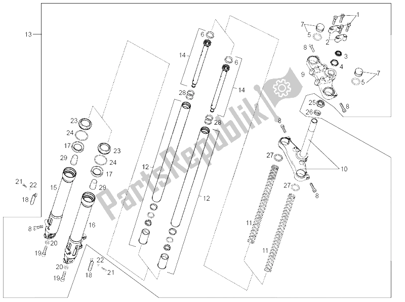 Toutes les pièces pour le Fourche Avant Paioli 37 du Derbi Senda 50 SM X Trem E2 3 Edicion 2006