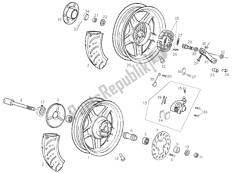 All parts for the Wheels of the Derbi Atlantis Bullet E2 3A ED 50 2005