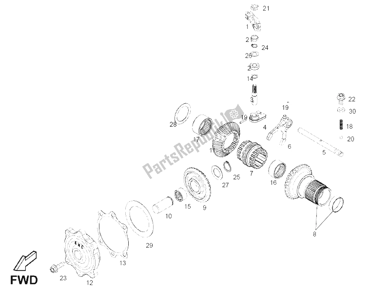 All parts for the Selector of the Derbi DXR 250 CC 2005