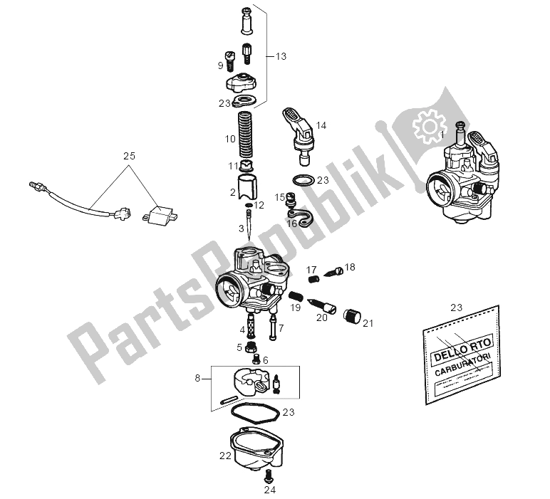 Toutes les pièces pour le Carburateur du Derbi Senda 50 SM DRD 2A Edicion 2003