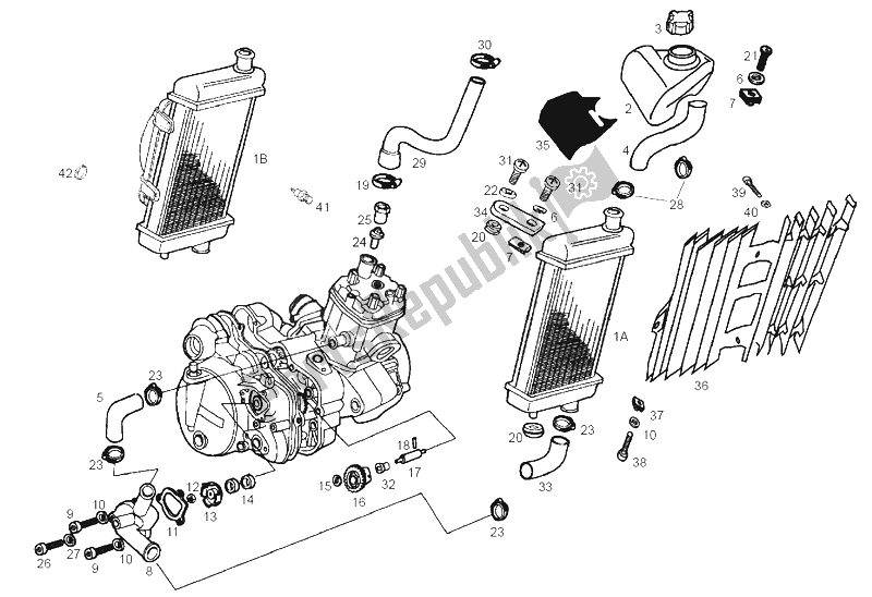 All parts for the Cooling System of the Derbi Senda 50 R X Race E2 3A Edicion 2005