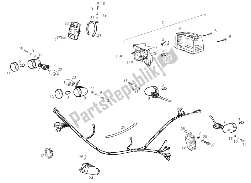 All parts for the Rear Lights of the Derbi Variant Start Courier E1 50 2003