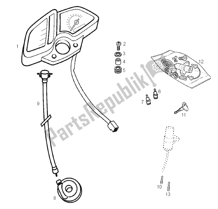 All parts for the Instruments of the Derbi Senda 50 R X Trem E2 3 Edicion 2007