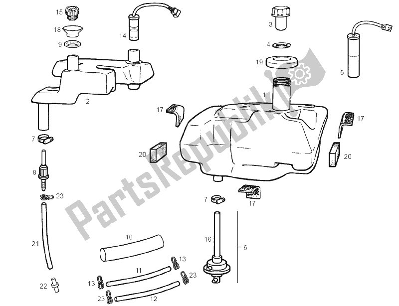 All parts for the Tank of the Derbi Atlantis Red Bullet E2 50 2003