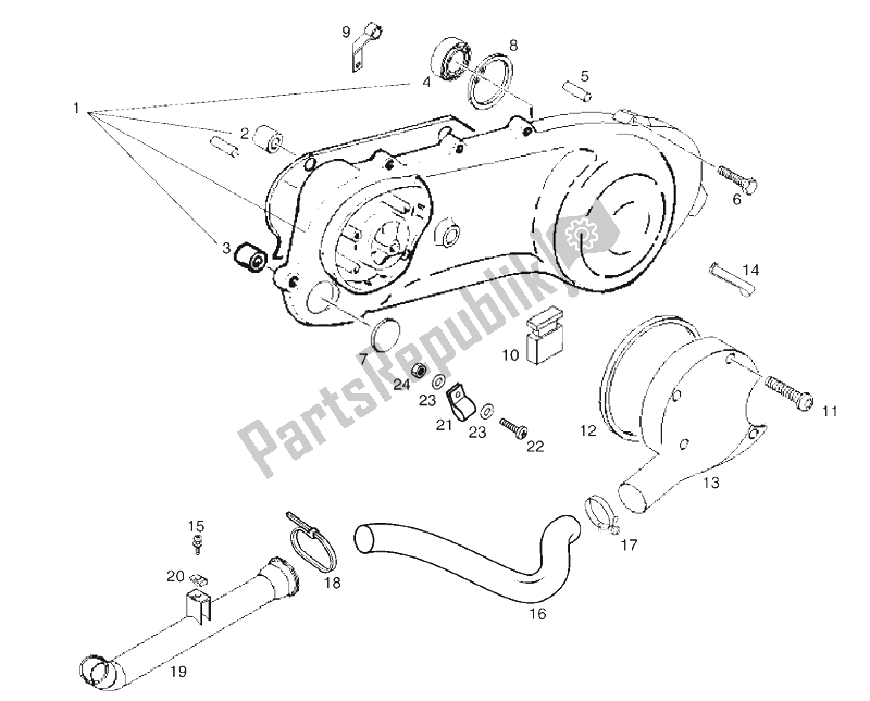 Toutes les pièces pour le Couvercle De Carter De Variateur (2) du Derbi GP1 50 CC Open E2 2 VER 2006