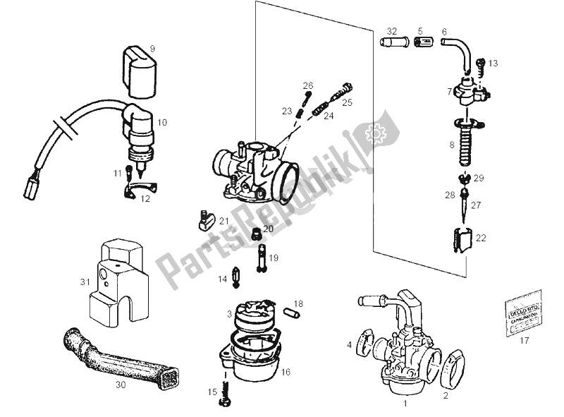 Tutte le parti per il Carburatore del Derbi Atlantis O2 City 25 KMH 50 2003