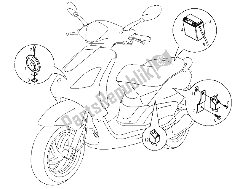 All parts for the Electrical Systeme of the Derbi Boulevard 125 CC 4T E3 2008