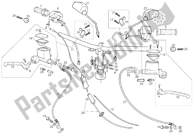 Alle onderdelen voor de Stuur - Controles van de Derbi GP1 50 CC Race E2 2 VER 2005