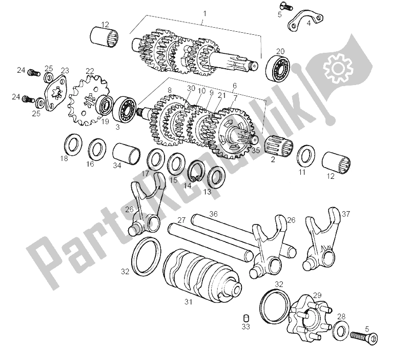 Todas as partes de Caixa De Velocidade do Derbi Senda 50 R DRD Racing E2 3A Edicion 2004