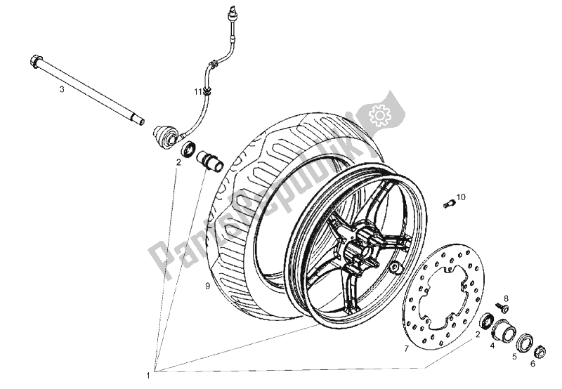 All parts for the Front Wheel (2) of the Derbi Boulevard 125 CC 4T E3 2008