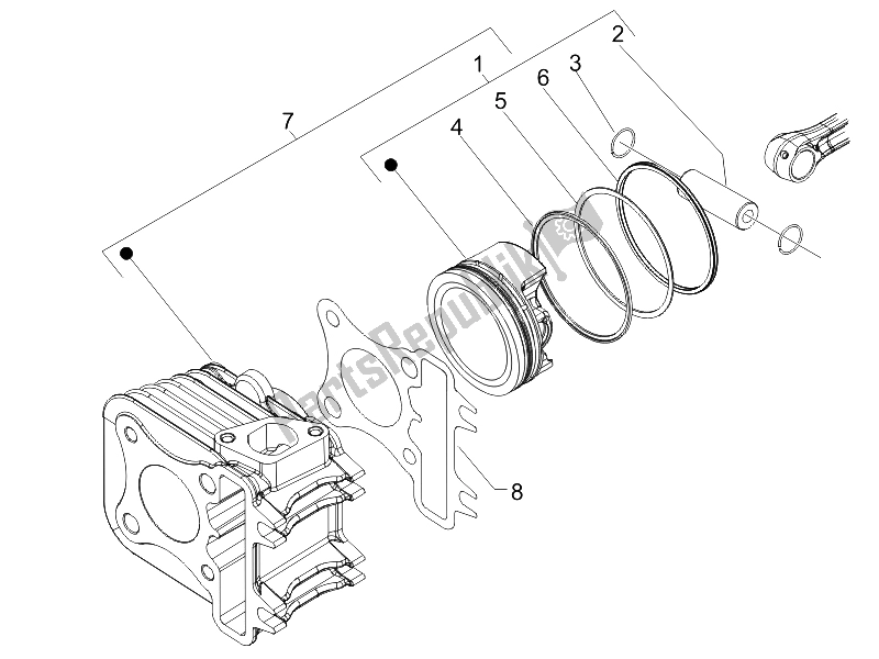 Tutte le parti per il Unità Perno Cilindro Pistone-polso del Derbi Sonar 150 4T 2009