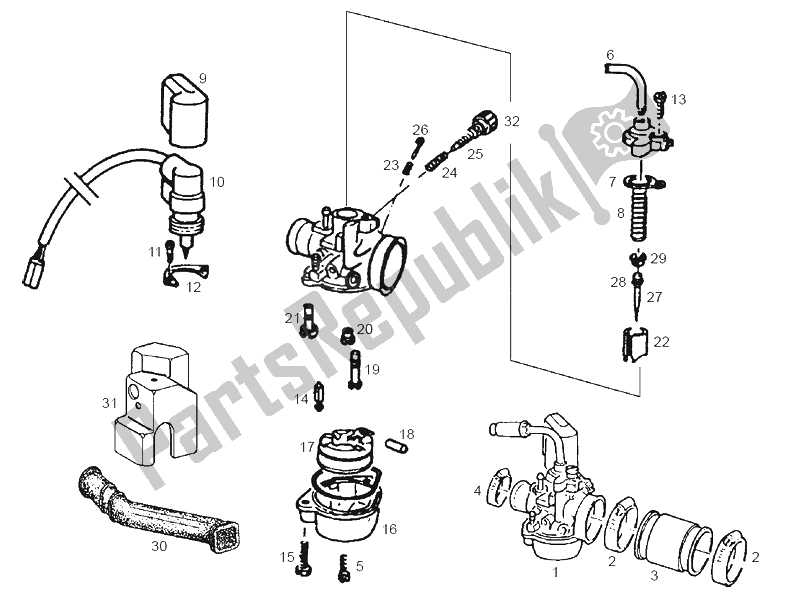 Alle onderdelen voor de Carburateur van de Derbi Atlantis City 1A Edicion 50 2003