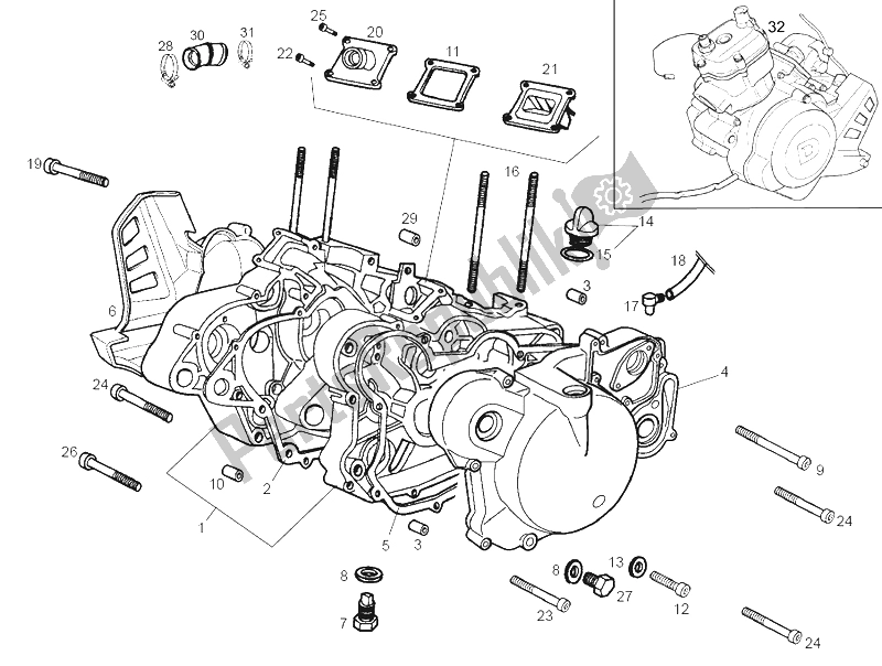 All parts for the Carters of the Derbi Senda 50 SM X Race E2 2 VER 2007