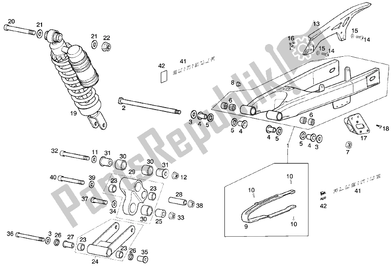 All parts for the Swing Arm - Shock Absorber of the Derbi Senda 50 R DRD PRO E2 2 VER 2005