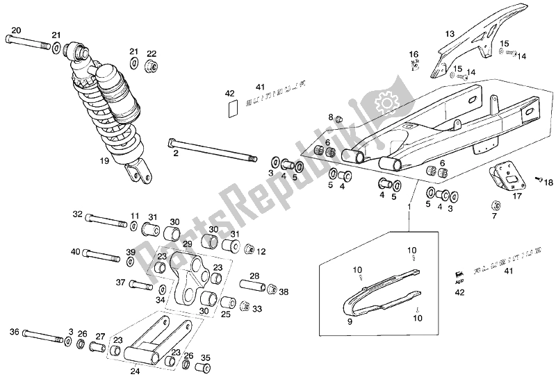 All parts for the Swing Arm - Shock Absorber of the Derbi Senda 50 R DRD PRO E2 2 VER 2005