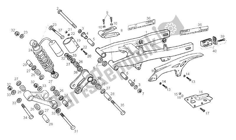 All parts for the Swing Arm - Shock Absorber of the Derbi Senda 50 SM DRD Edition Black E2 2005