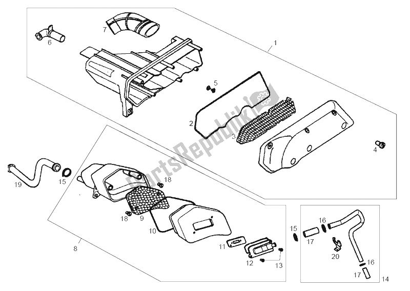 Toutes les pièces pour le Filtre à Air du Derbi Atlantis Red Bullet E1 50 2003