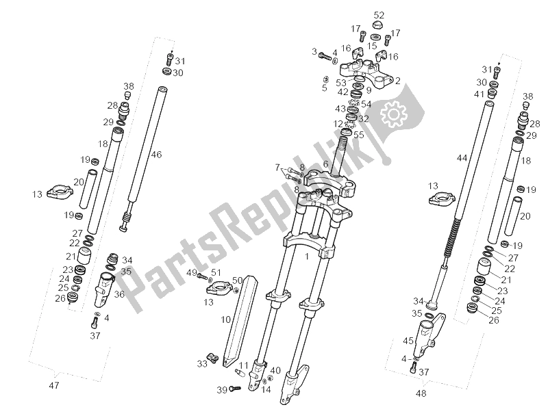 All parts for the Front Fork of the Derbi Senda 50 R Racer 2002