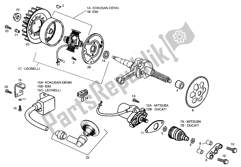 Tutte le parti per il Cdi Magneto Assy del Derbi Predator O2 Gpseries 50 2001