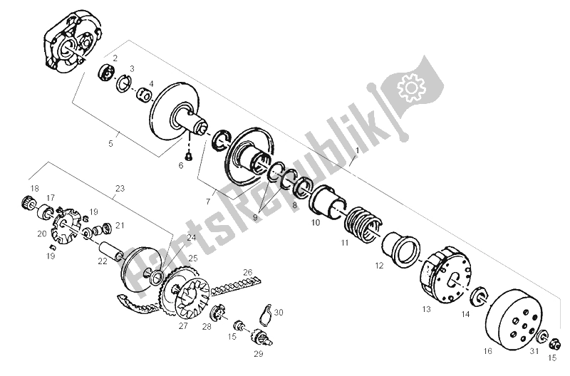 Todas las partes para Variador de Derbi Atlantis 50 CC 2T E2 2007