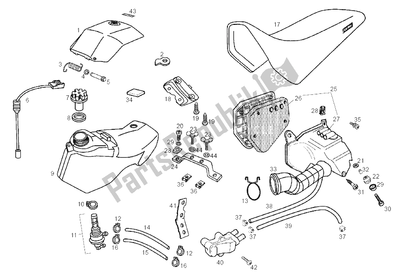 Todas las partes para Tanque de Derbi Senda 50 SM DRD Edition Black E2 2005