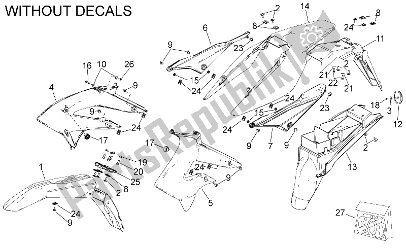 Tutte le parti per il Corpo del Derbi Senda 50 SM DRD X Treme 2T E2 2010