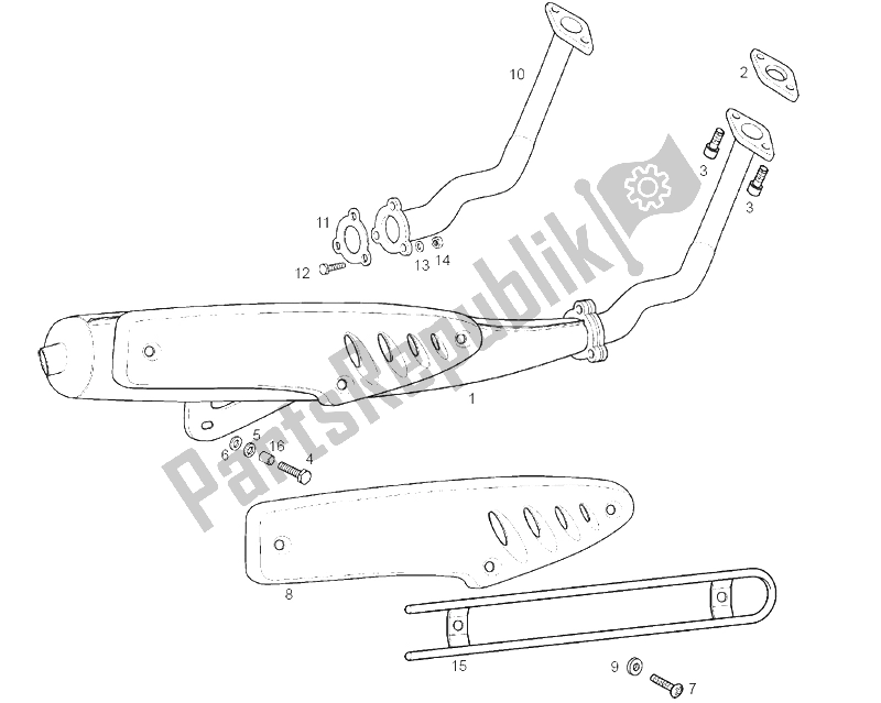 All parts for the Exhaust Unit of the Derbi Variant Revolution E2 50 2004