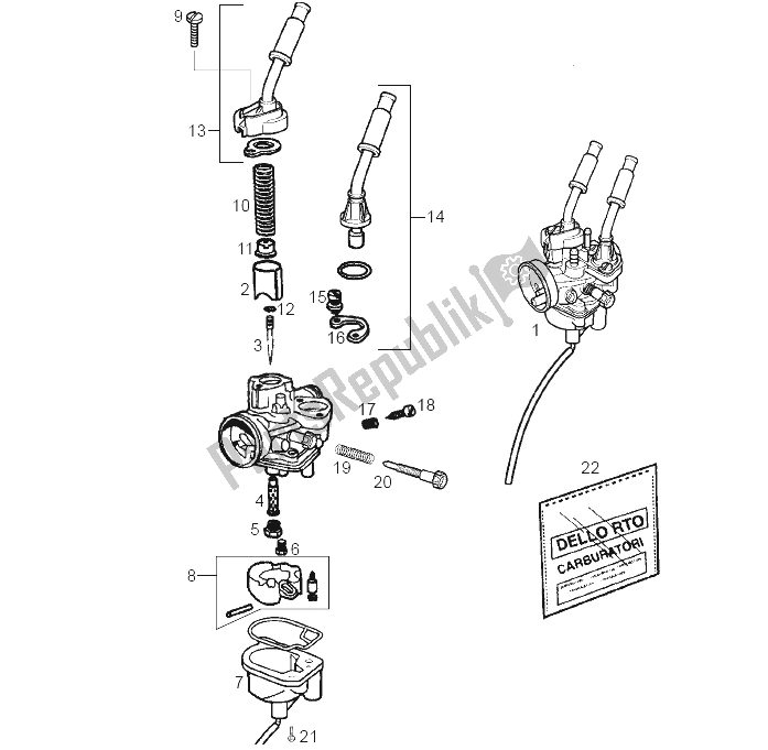 Tutte le parti per il Carburatore del Derbi GPR 50 Replica Pesek E2 2007