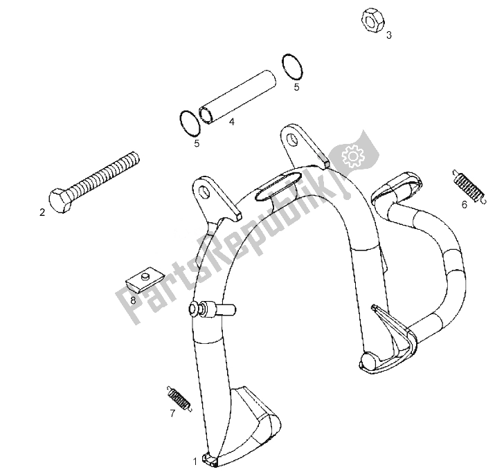 All parts for the Central Stand (3) of the Derbi Boulevard 125 CC 4T E3 2008