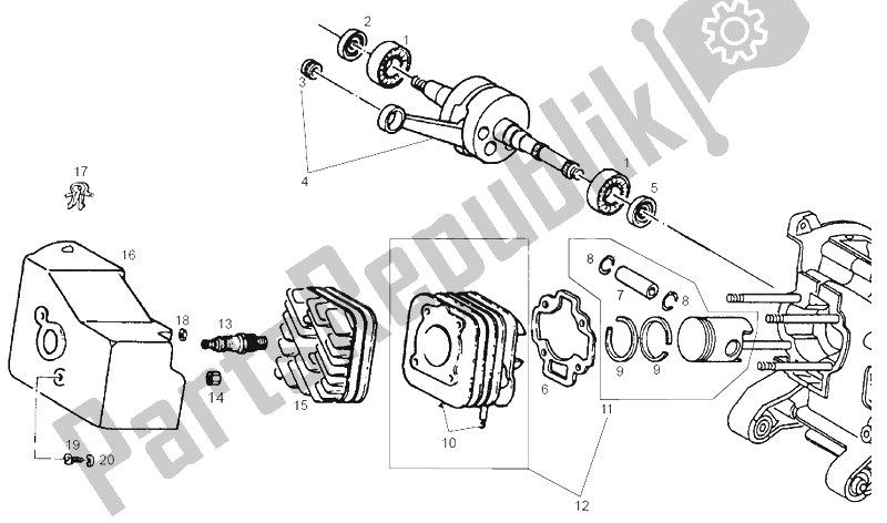 All parts for the Drive Shaft of the Derbi Atlantis O2 25 KMH 50 2002