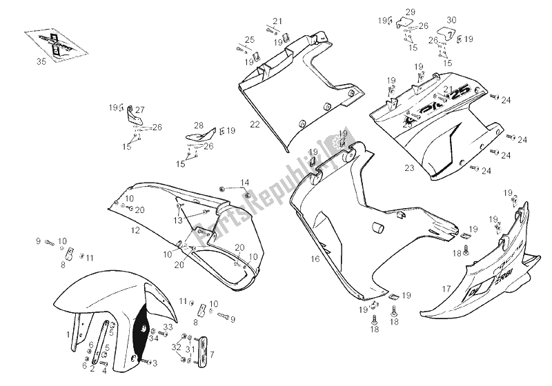 Toutes les pièces pour le Cadre (4) du Derbi GPR 125 Racing R E2 2 Edicion 2004