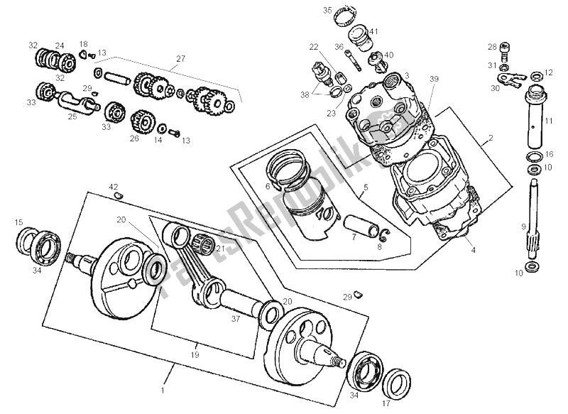 Toutes les pièces pour le Arbre D'entraînement - Cylindre - Piston du Derbi GPR 50 Replica Export Market 1999