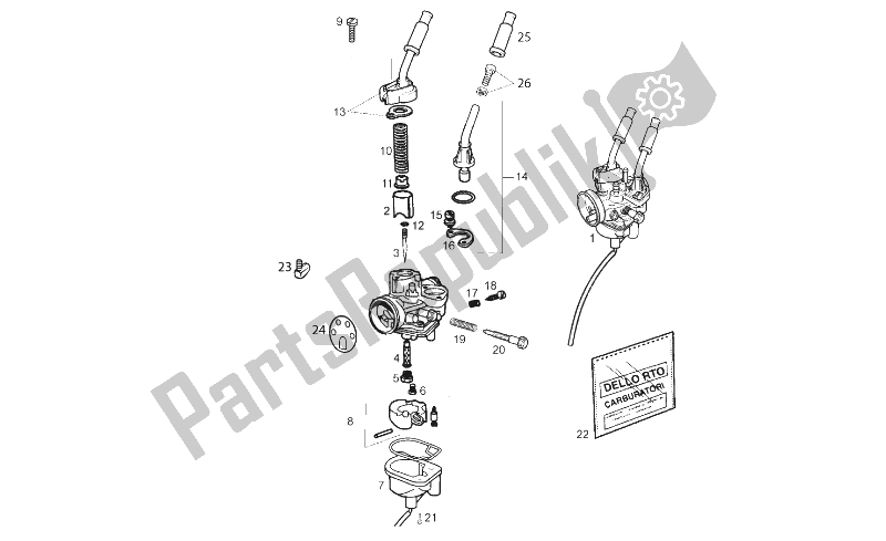 All parts for the Carburettor of the Derbi Senda 50 SM DRD Racing 2T E2 2010
