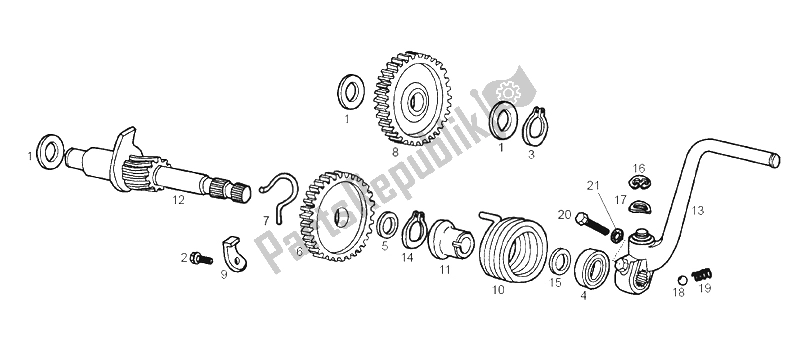 All parts for the Starter Assembly of the Derbi Senda 50 SM X Trem E2 2004