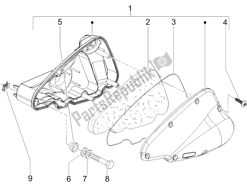 All parts for the Air Filter of the Derbi Sonar 125 4T 2009