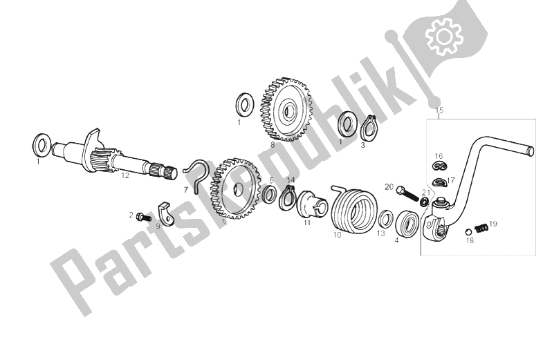All parts for the Kick-start Shaft of the Derbi Senda 50 SM DRD X Treme 2T E2 2010