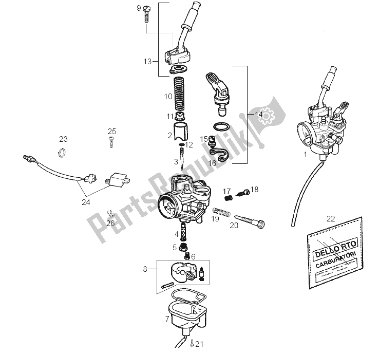 Toutes les pièces pour le Carburateur du Derbi Senda 50 SM X Race E2 4 Edicion 2006