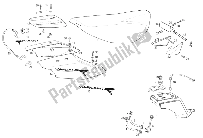 Toutes les pièces pour le Réservoir du Derbi Variant Revolution E1 50 2003