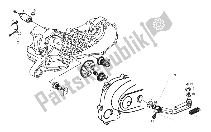 Toutes les pièces pour le Ensemble De Démarrage du Derbi Atlantis 4T 50 CC E2 2007