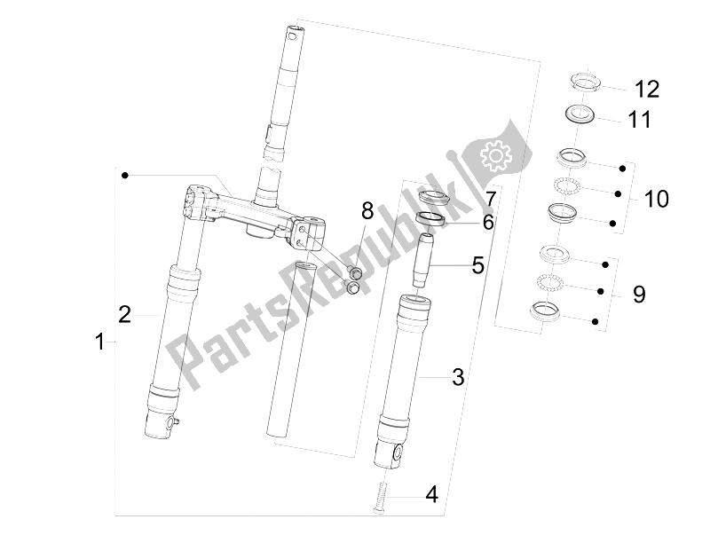 Toutes les pièces pour le Fourche / Tube De Direction - Palier De Direction du Derbi Boulevard 100 CC 4T 2010