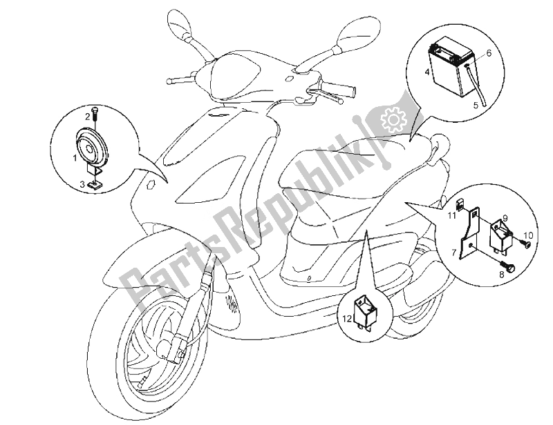 Todas las partes para Sistema Eléctrico (3) de Derbi Boulevard 125 CC 4T E3 2008