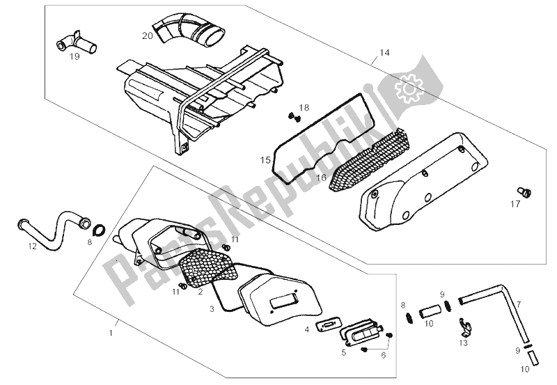 All parts for the Air Filter of the Derbi Atlantis O2 Bullet E2 2A ED 50 2003