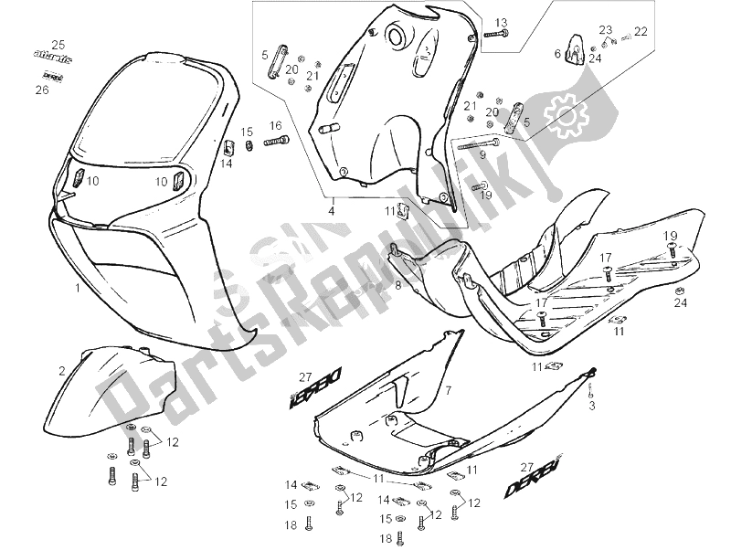 Toutes les pièces pour le Cadre du Derbi Atlantis O2 City 25 KMH 50 2003