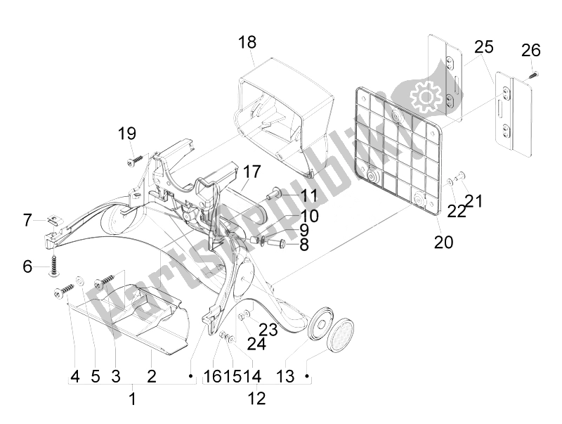 All parts for the Rear Cover - Splash Guard of the Derbi Boulevard 100 CC 4T 2010