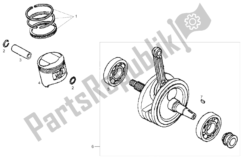 Toutes les pièces pour le Piston du Derbi Senda 125 R 4T E2 Baja 2006