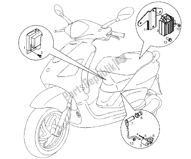 Todas las partes para Sistema Eléctrico (2) de Derbi Boulevard 125 CC 4T E3 2008